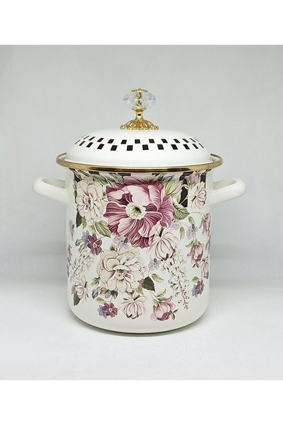 EMAYE EVİM ENAMELED CHECKED DAMA KUŞKONMAZ SPAGHETTI POT AND LEGUME BOWL, 16 CM