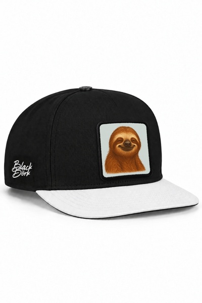 BlackBörk Șapcă hip-hop alb-negru cu logo-ul animalului leneș