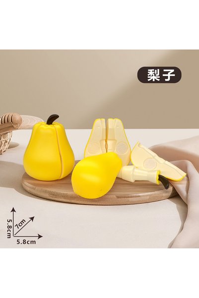 hanzhi Kids Plastic Food Cut Toy Pizza Fruit - 4-corner pear [abs material]
