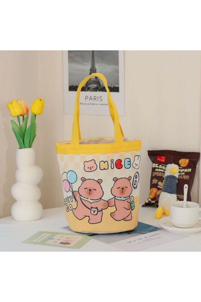 hanzhi Canvas Cylinder Bag Graffiti Print Lunch Mummy Bag