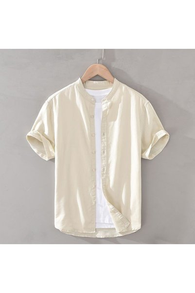 hanzhi Mo-on-Hyun Men Cotton Blend Shirt Short Sleeve White