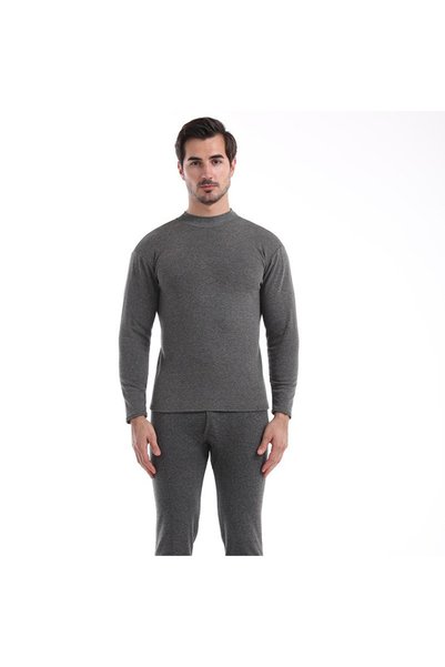 hanzhi Men Fleece Underwear Set Polyester Crewneck