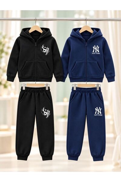 armicem Armikids Unisex 2-Piece Printed Hooded Zipper Jacket and Jogger Pants...