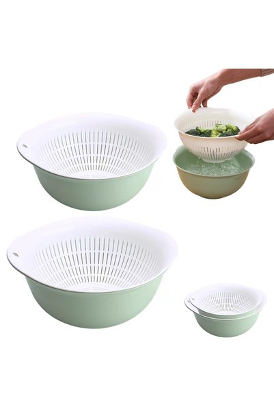 HaveLovely Colander Bowl Set of 2, BPA-Free Plastic Nesting Food Strainer – S...