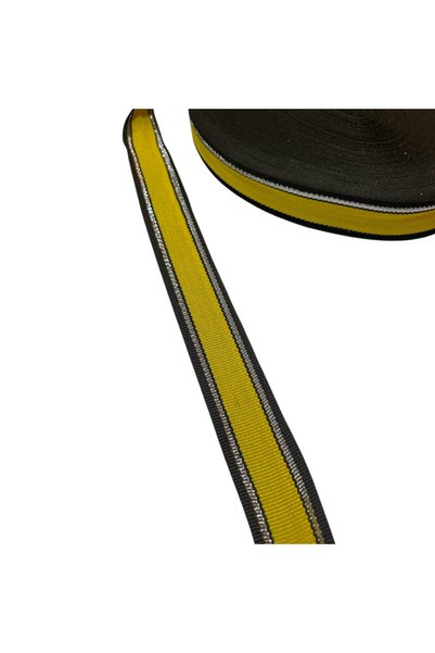 Atmosphere Fashion Decorative tape, black with yellow and silver thread, 20 m...