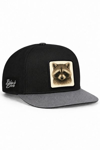 BlackBörk Șapcă hip-hop gri-negru cu logo Raccoon