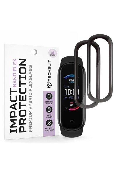 Techsuit Έξυπνο ρολόι Folie Techsuit, Nano Flex (σετ 2 τεμαχίων), μαύρο