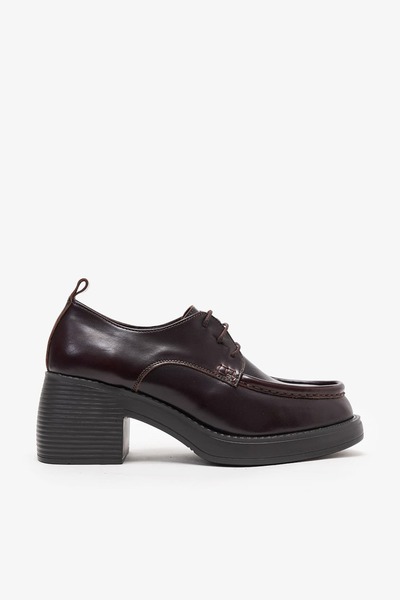 Louis Cardy Huggo Brown Shiny Leather Heeled Loafers