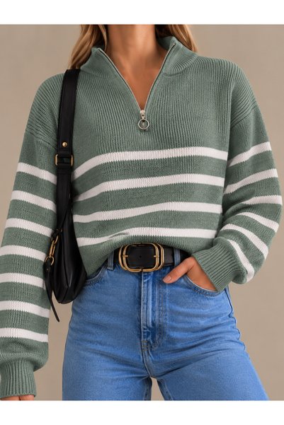FAVORİST Women's Half Zipper Thessaloniki Knitted Sweater Kpln