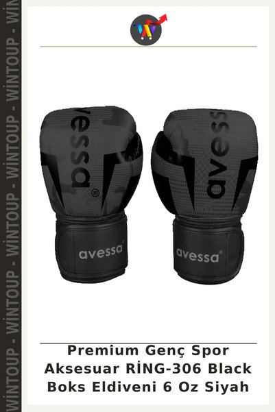 Wintoup Premium Youth Sports Accessories RING-306 Black Boxing Gloves, 6 oz, ...