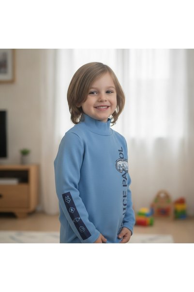 BONBON Boys' Cotton Printed Sweatshirt with a Half-Fisherman Collar CB1118