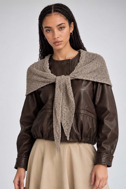 Levidor Dark Green Leather Bomber Jacket with Scarf