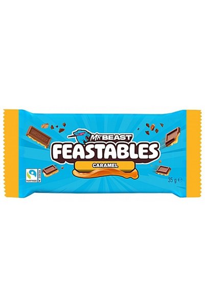 Mrbeast Ciocolată cu caramel 60 g, gust dulce, textură crocantă