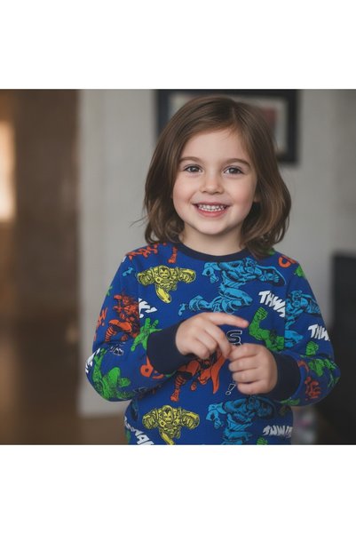 BONBON Boys' Cotton T-Shirt with Heroes Print and Crew Neck CB1120