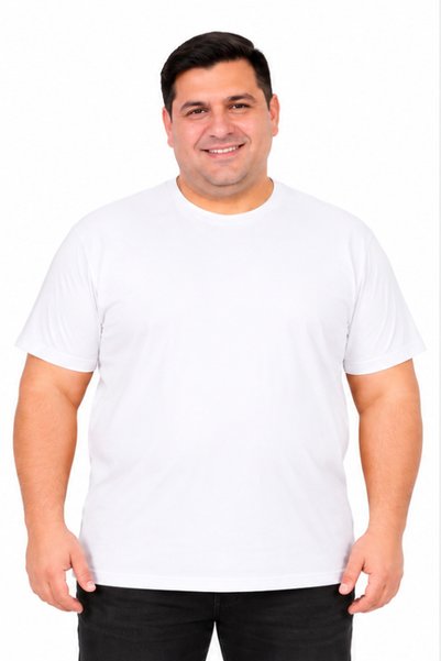 Büyük Beden Erkek Bisiklet Yaka T-Shirt
