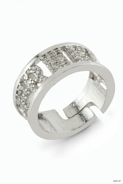 ZERO LAND SVL-SHOP "Forever" Engraved Gemstone Ring (135001) Silver Color