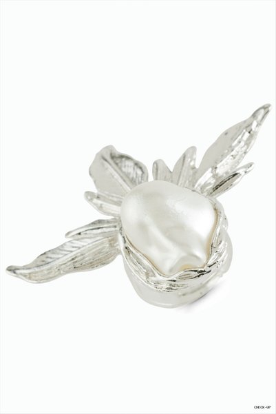 ZERO LAND SVL-SHOP Leaf Pearl Metal Ring (134944) Silver Color