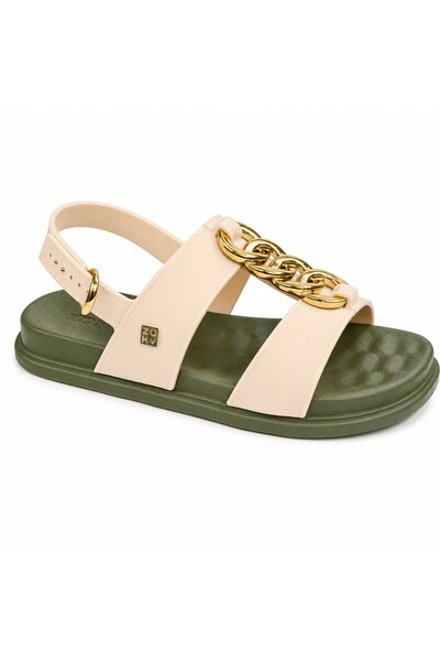 Zaxy Sandale pentru femei GLAM SAND 19222 BS893-ALB MURDAR/VERDE-40