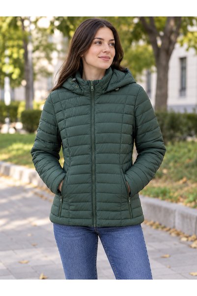 OEM 🍃 Geacă damă matlasată – Verde închis | Mărimea S