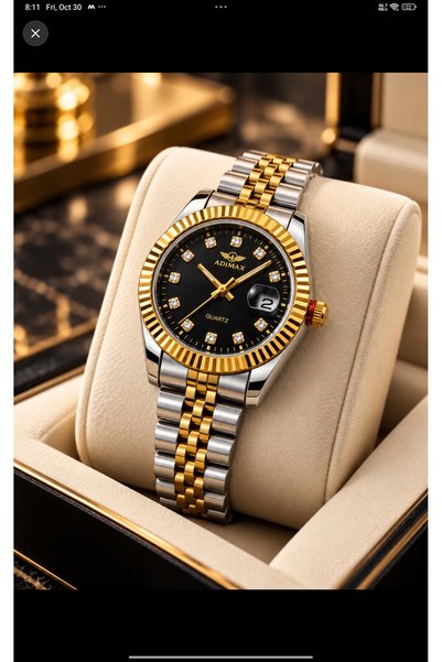 olzora ADIMAX Luxury Two-Tone Silver & Gold Analog Quartz Watch for Men & Women