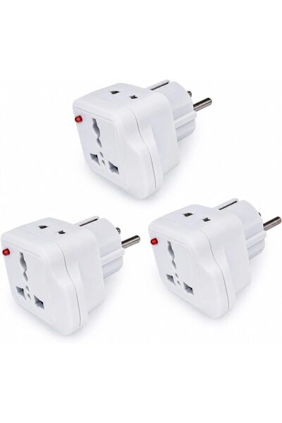 Generic Universal Travel Adapter, EU Type E/F, 3 Pack, White, Power Indicator...