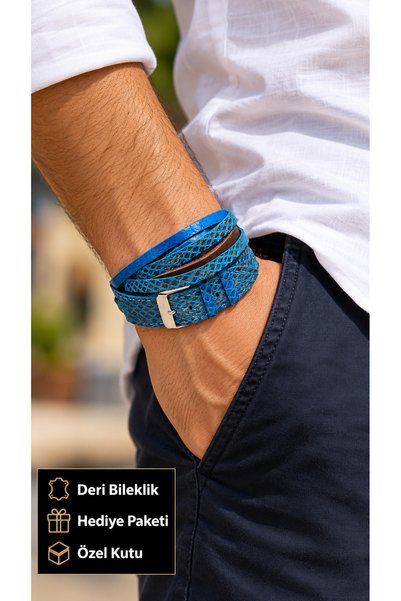 HER ŞEY NOTA www.herseynota.com Turqena Belvar Turquoise Leather Men's Bracel...