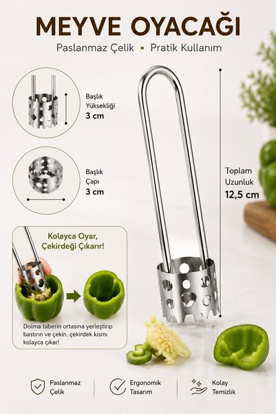 Dem Home Stainless Steel Vegetable and Fruit Corer 15 cm – Pepper, Stuffed Ve...