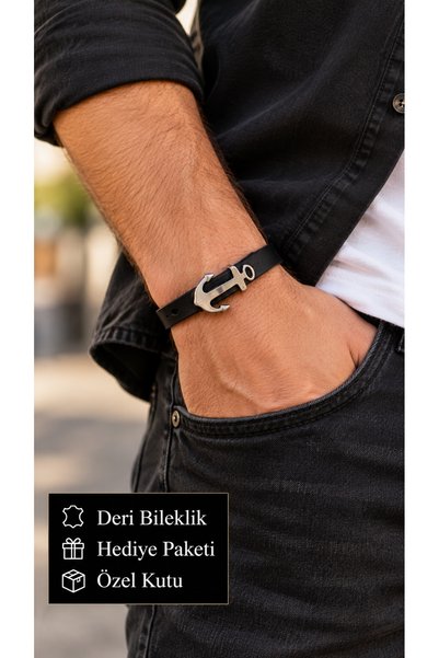HER ŞEY NOTA www.herseynota.com Lornex Istria Black Leather Men's Bracelet - ...