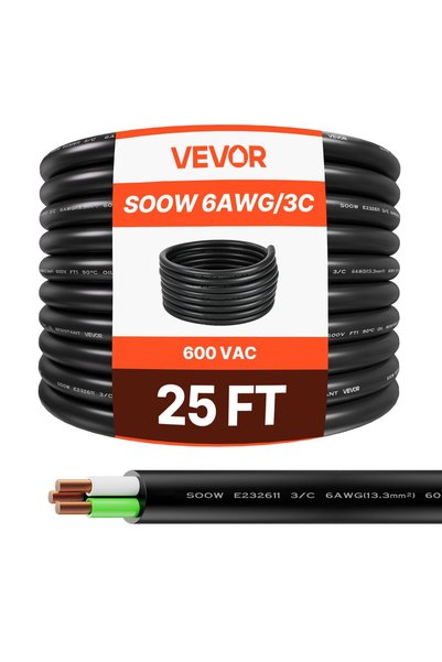 VEVOR Cablu de alimentare electrică, Tensiune nominală: 600 V c.a., Dimensiun...