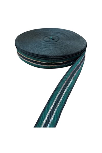 Atmosphere Fashion Decorative tape, black with green and silver, 25 mm, per l...