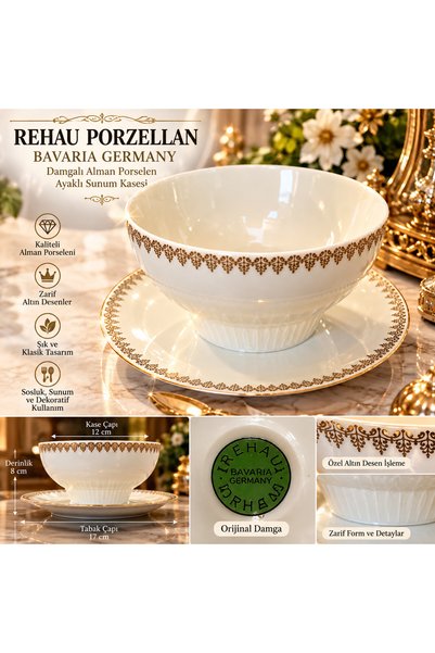 Atak Hediyelik Rehau Porzellan Bavaria Germany-Stamped German Porcelain Pedes...