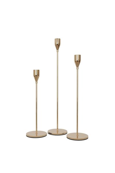 GENERAL Gold Candle Holders for Taper Candles Set of 3, Vintage Metal Decorat...