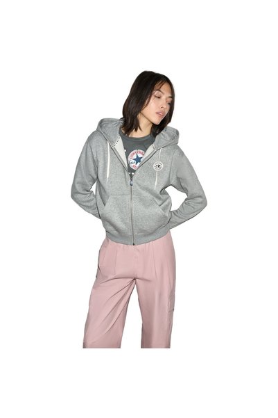 Converse Mikina Hood Signature s celoprepínacím zipsom, sivá, unisex