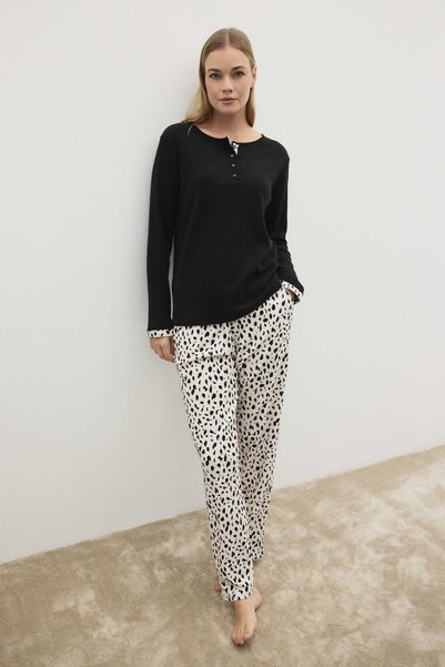 Anıl Women's Long-Sleeve T-Shirt and Pants Set 11897
