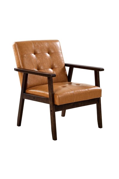VEVOR Wood accent chair, Maximum load: 150 kg, Material: Rubberwood + PVC, Co...