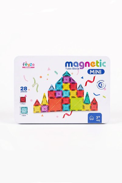 Feyza Oyuncak | 28-Piece Mini Magnetic Building Block Set | Ages 3+ | Metal C...