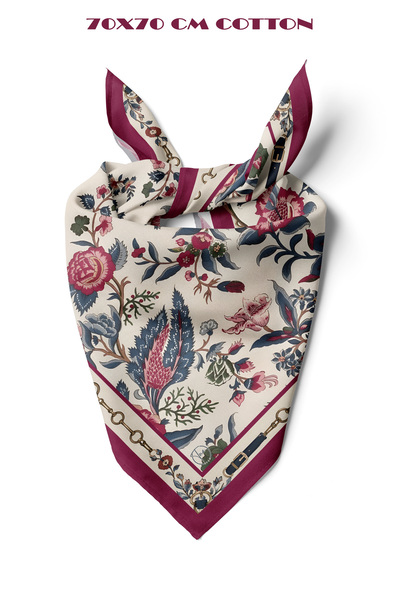 tuaipek Burgundy Harmony Pattern 100% Cotton 70x70 cm Bandana/Scarf