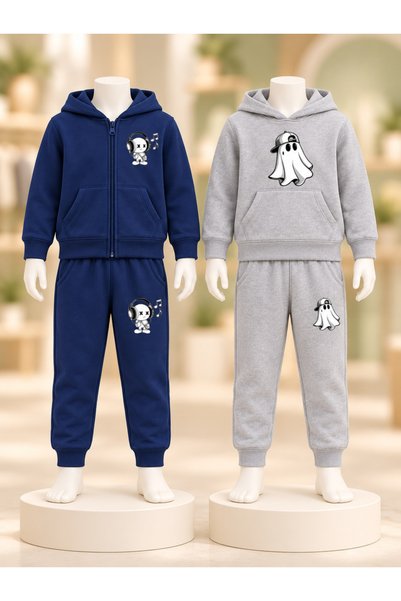 cm buseyiz Busekids Unisex 2-Piece Printed Hooded Zipper Jacket and Kangaroo ...