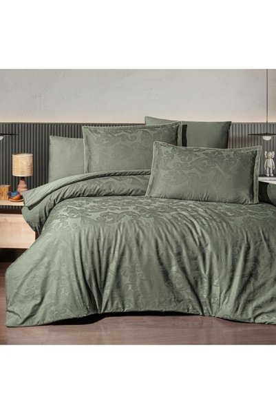 LAROMANO Luxury premium satin bed linen, La Romano, 300TC, Vandela Verde (Moo...