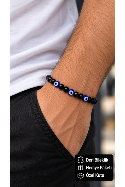 HER ŞEY NOTA www.herseynota.com Cavrenis Selora Black and Blue Beaded Men's B...