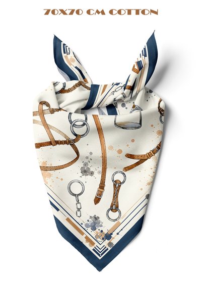 tuaipek Equestrian Club Pattern 100% Cotton 70x70 cm Bandana/Scarf