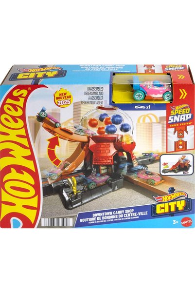 HOT WHEELS Playset with cart, Hot Wheels, Downtown Candy Shop, JBM62