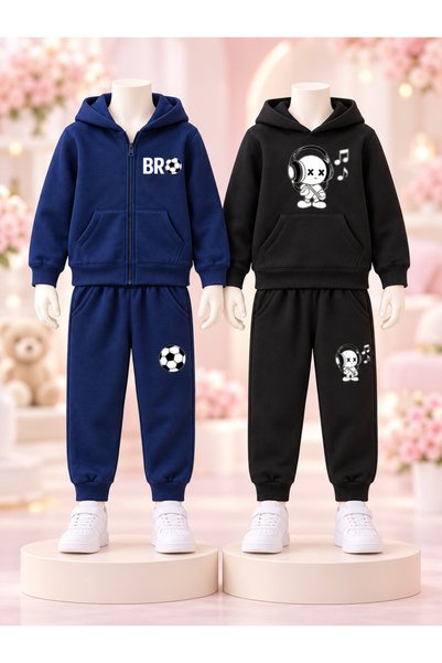 cm buseyiz Busekids Unisex 2-Piece Printed Hooded Zipper Jacket and Kangaroo ...