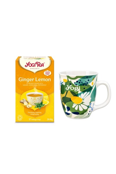 Yogi Tea Pachet Ceai bio Ghimbir si Lamaie, 17 pliculete 30.6g si Cana de por...