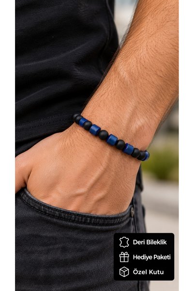 HER ŞEY NOTA www.herseynota.com Telvaris Norex Black and Blue Beaded Men's Br...
