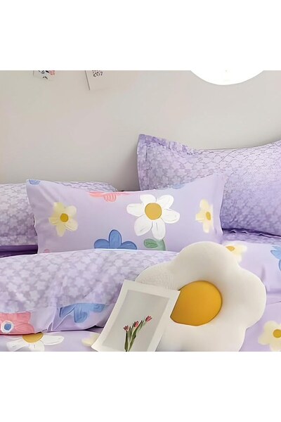 naniland.ro Lilac bedding for double bed, Duvet Cover 200x230 cm with multico...