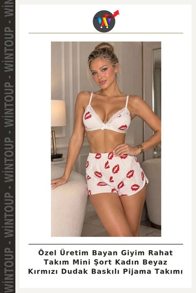 Wintoup Custom-Made Clothing: Comfortable Set of Women's Mini Shorts with Whi...