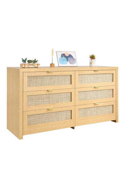VEVOR Comodă cu sertare, Dimensiuni produs: 144,5 x 45 x 79,5 cm, Culoare: le...