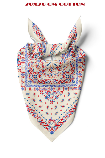 tuaipek Palace Embroidery Pattern, 100% Cotton, 70 x 70 cm Bandana/Scarf