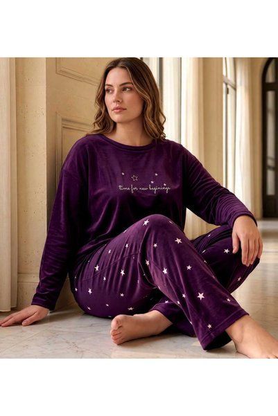 Pijamoni Warm and Luxurious French Velvet Soft Plus Size Pajama Set